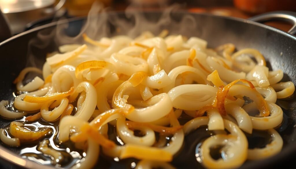 Sauteing Onions in Pan