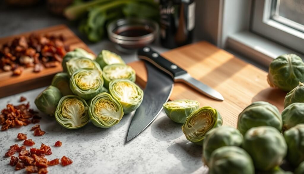 preparing Brussels sprouts