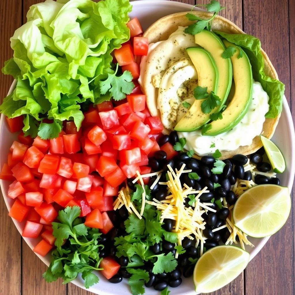 Healthy breakfast taco ingredients