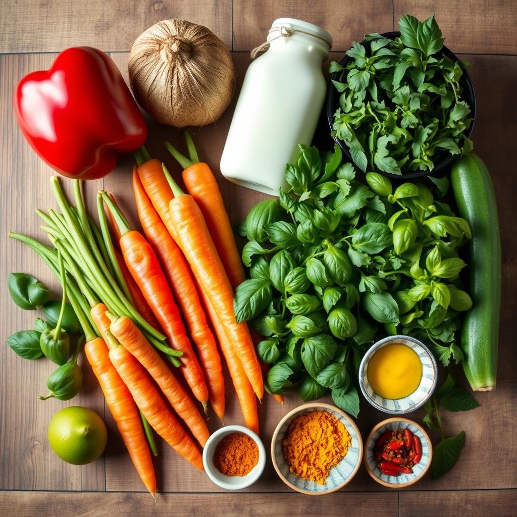 Ingredients for Asian vegan dish