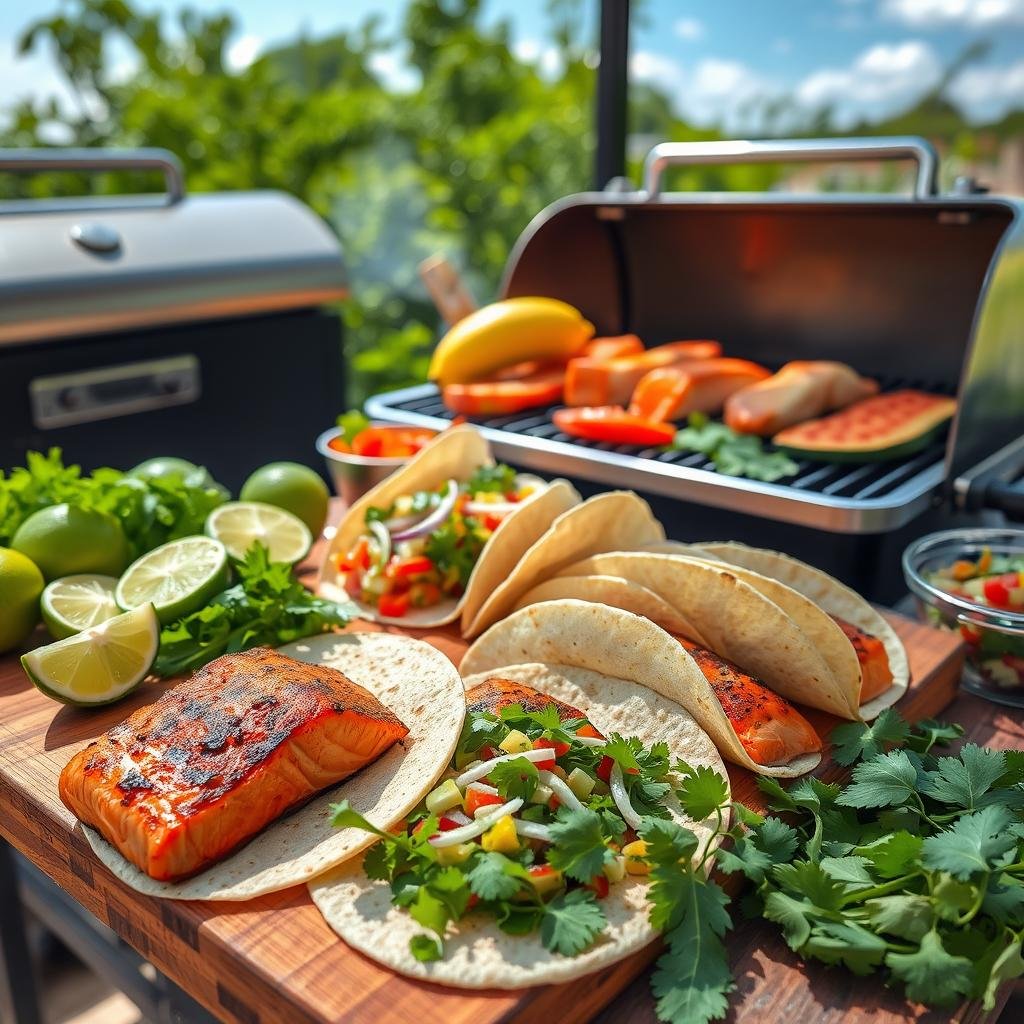 Summer grilling recipes with salmon tacos