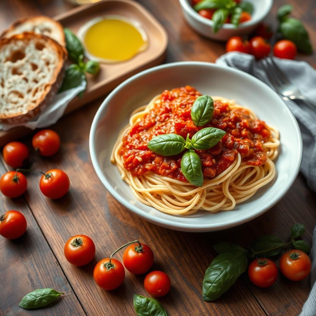 easy vegan spaghetti with tomato basil sauce recipe