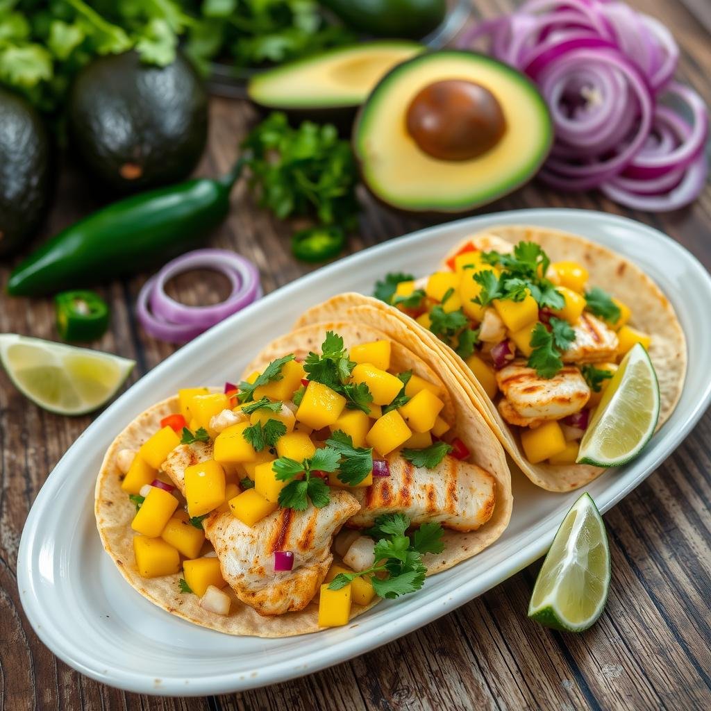 fish tacos with mango salsa