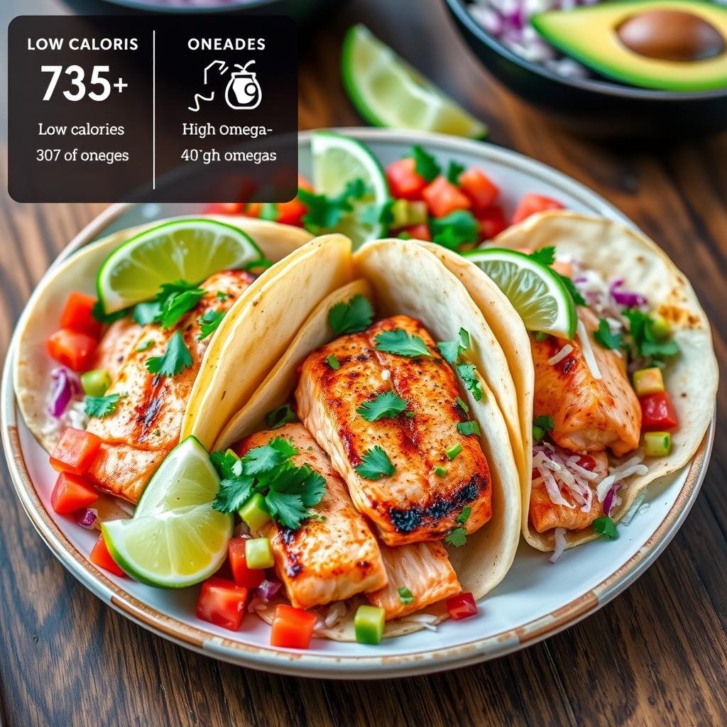 healthy salmon tacos with nutritional information