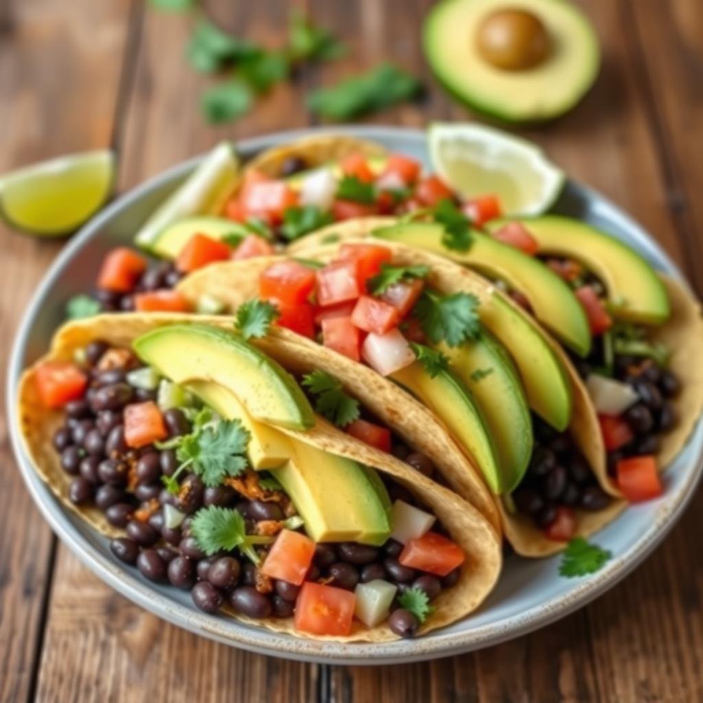 healthy vegetarian tacos with black beans