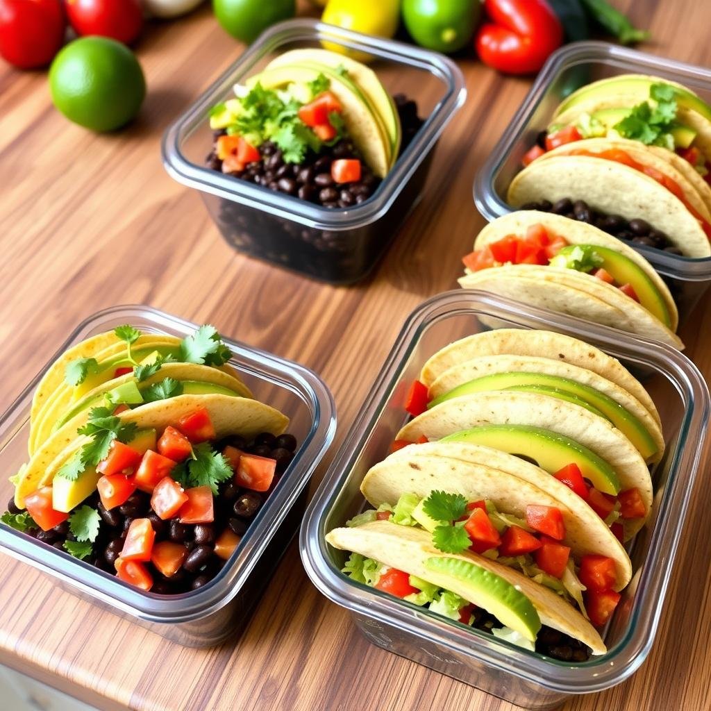 vegetarian taco meal prep containers