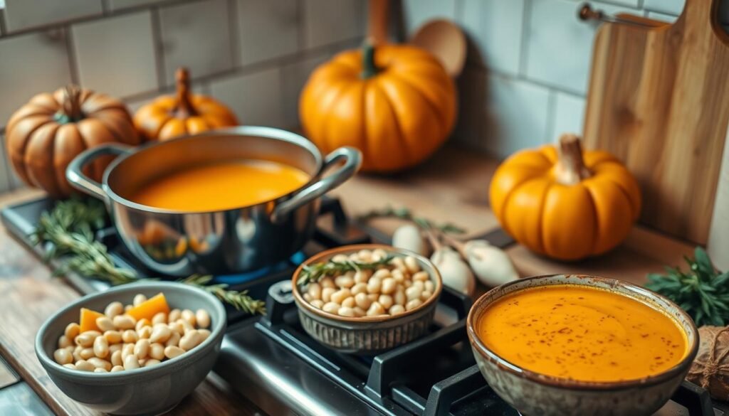 cooking pumpkin soup