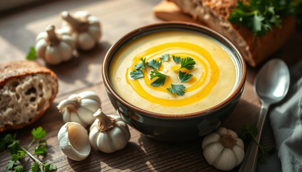 healthy garlic potato soup