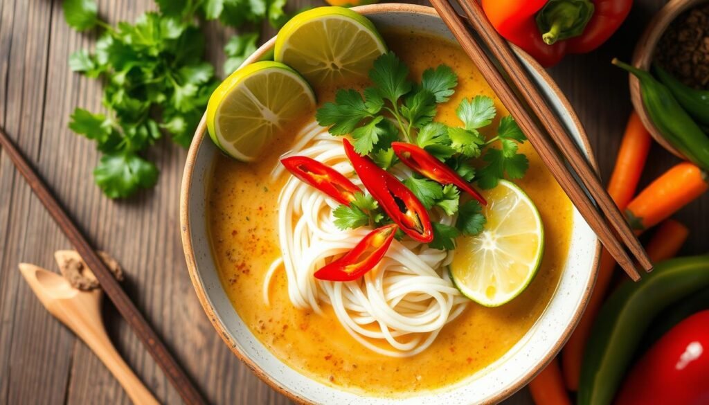 plant-based coconut noodle soup
