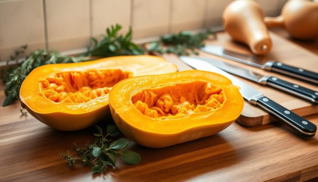 preparing butternut squash