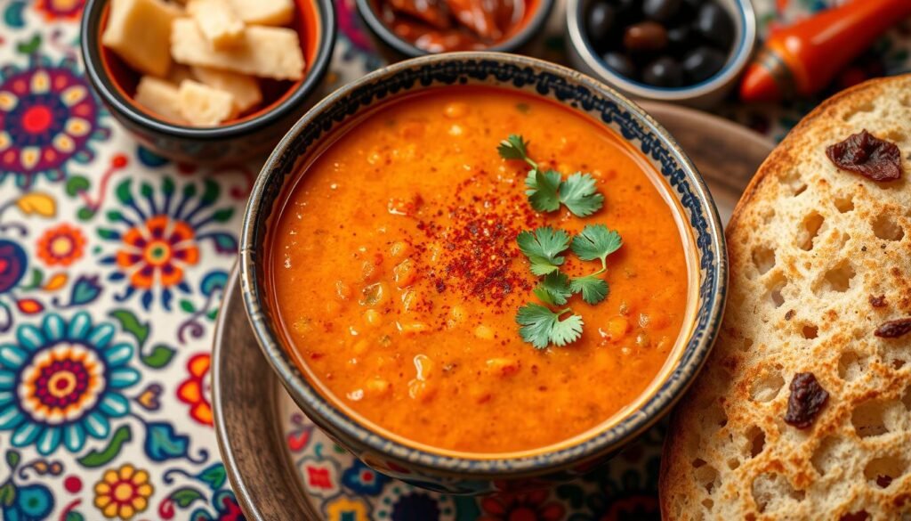 serving Moroccan soup