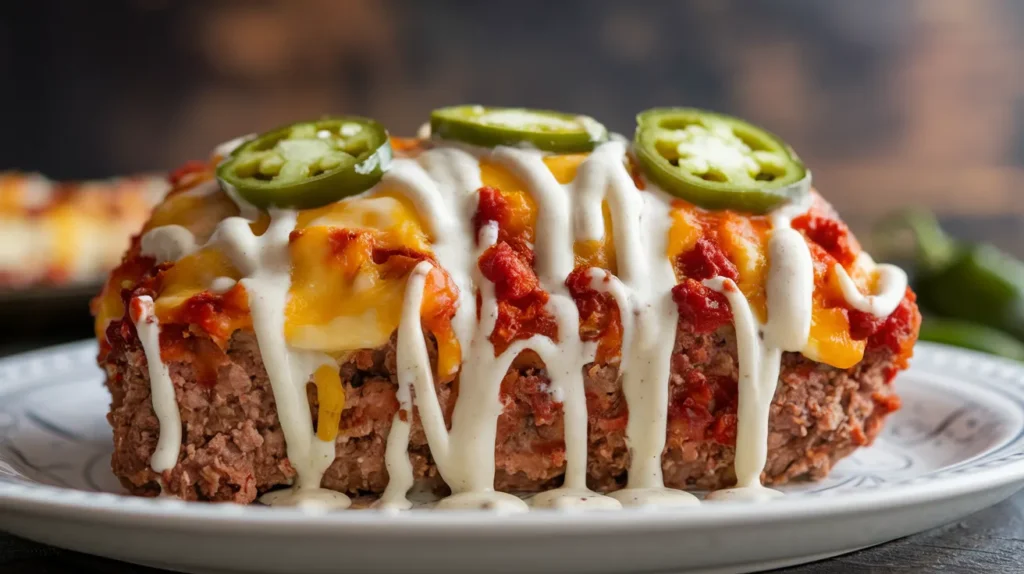 Smoky Jalapeno Popper Meatloaf with Creamy Ranch Drizzle