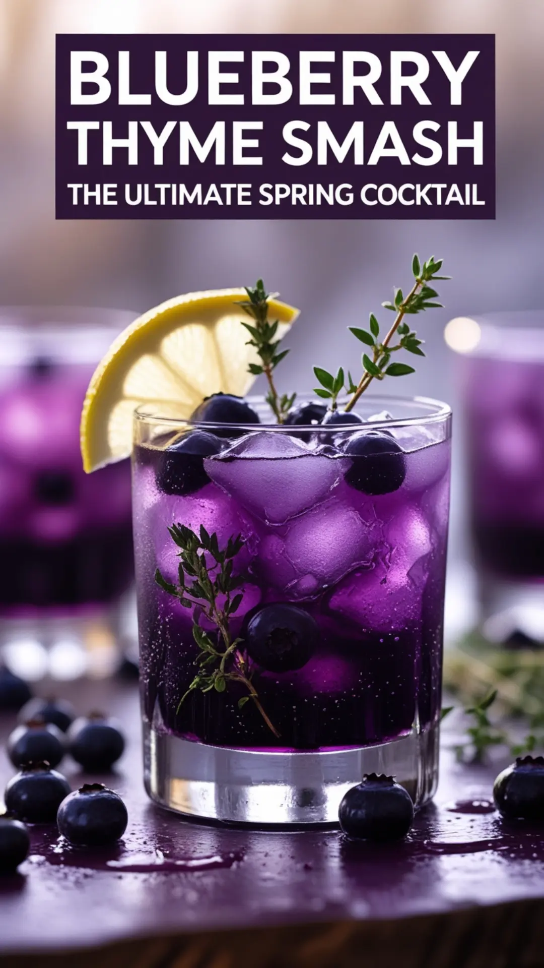 Refreshing Blueberry Thyme Smash Cocktail