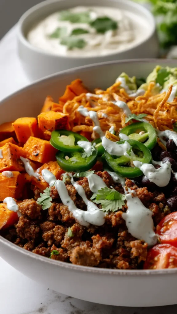 BBQ Cowboy Bowl with Cottage Cheese Ranch BBQ Cowboy Bowl with Cottage Cheese Ranch
