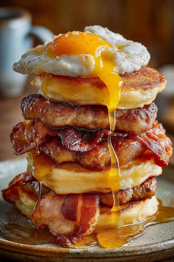 Big Breakfast Smash with Pancakes, Bacon & Sausage