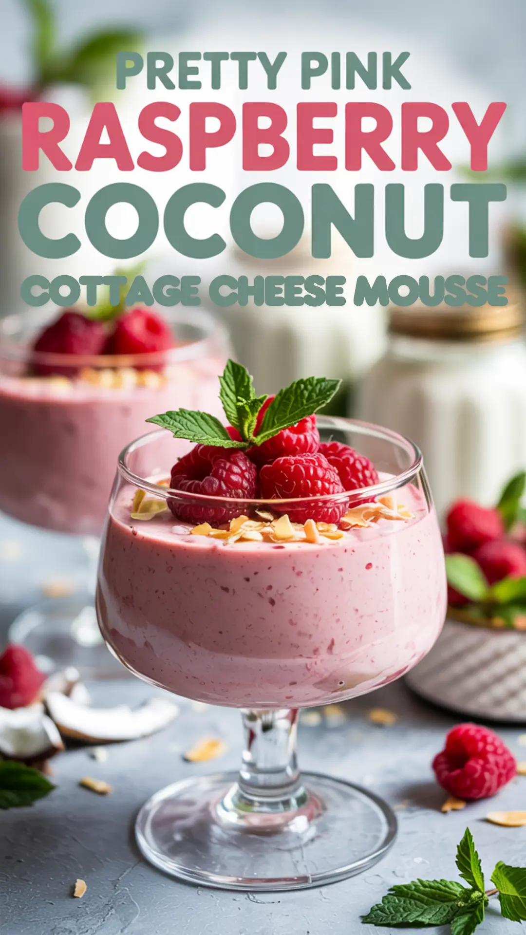 Creamy Raspberry Coconut Cottage Cheese Mousse