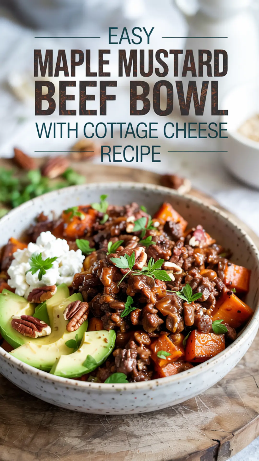 Maple Mustard Beef Bowl with Cottage Cheese and Sweet Potatoes