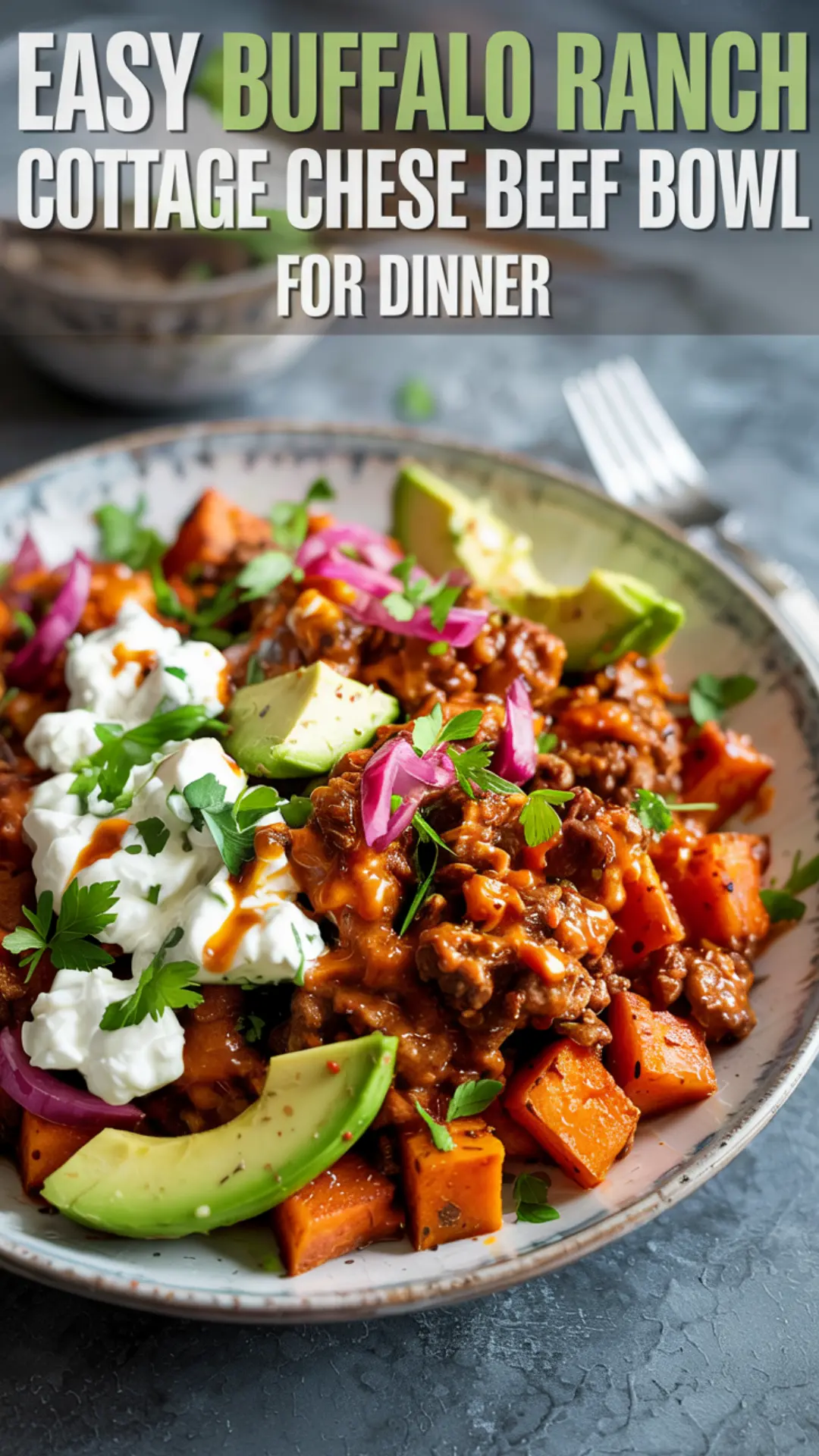 Spicy Buffalo Ranch Cottage Cheese Beef Bowl