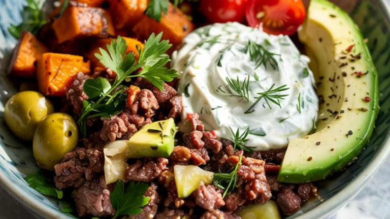 Tzatziki Cottage Cheese & Beef Bowl