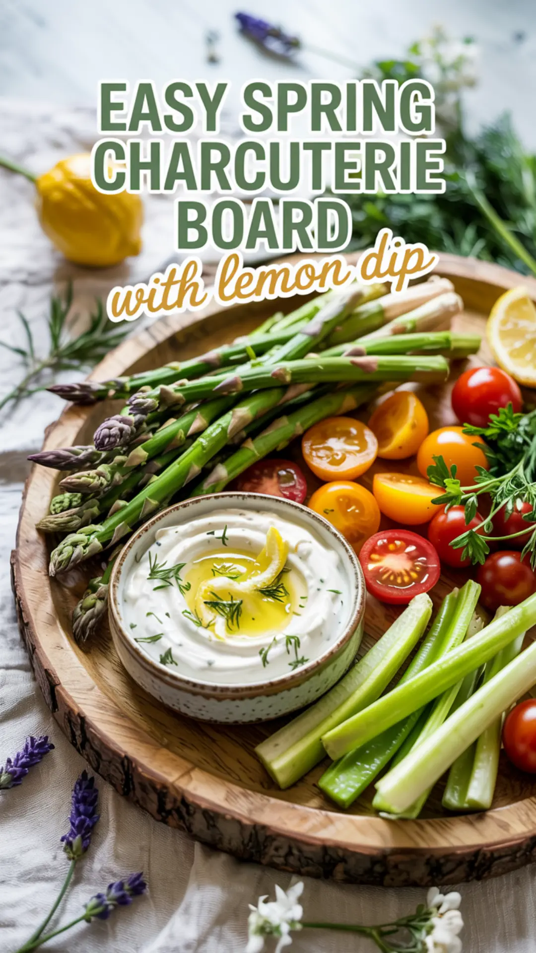 Light & Bright Spring Veggie Board with Lemon Dip