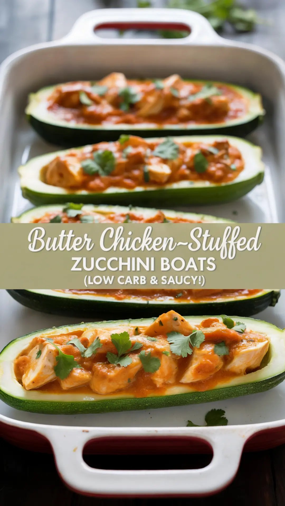 Savory Butter Chicken-Stuffed Zucchini Boats