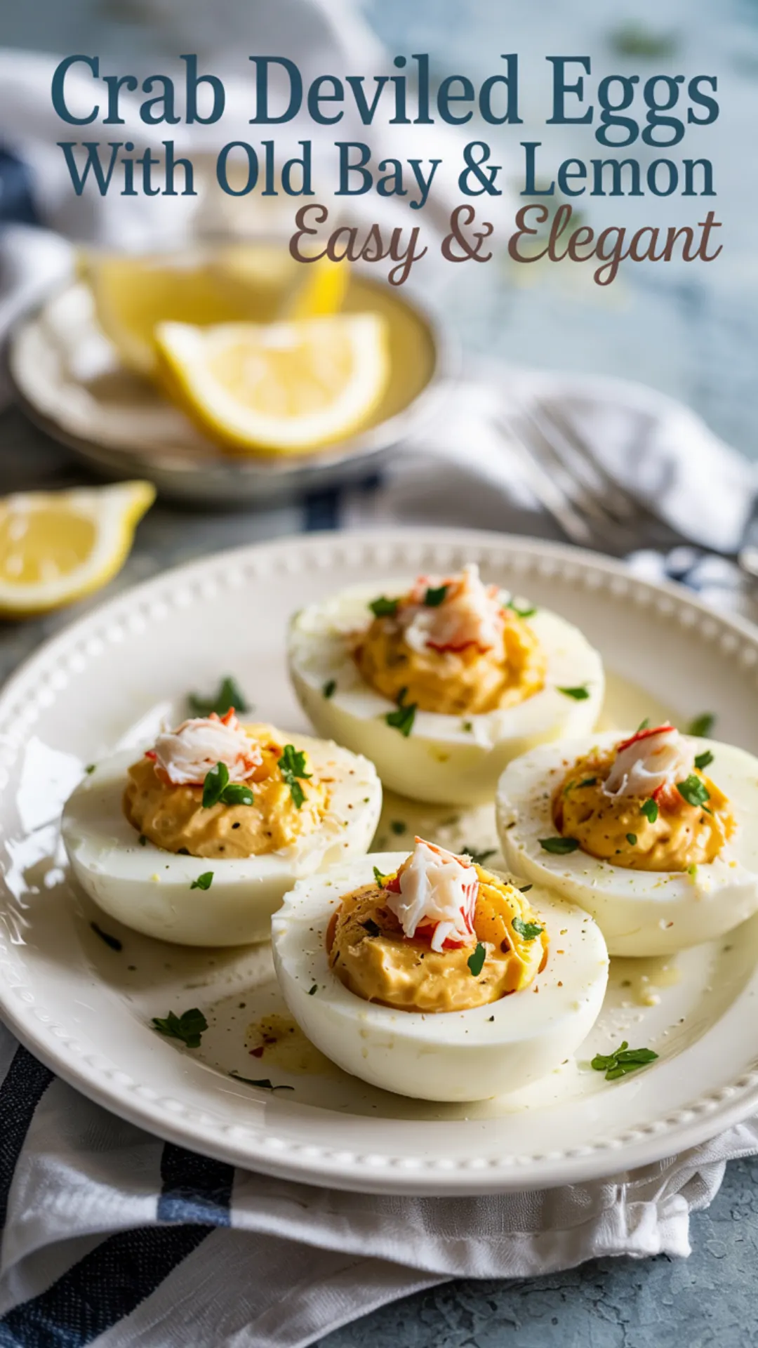 Delicious Crab Deviled Eggs with Old Bay & Lemon Zest