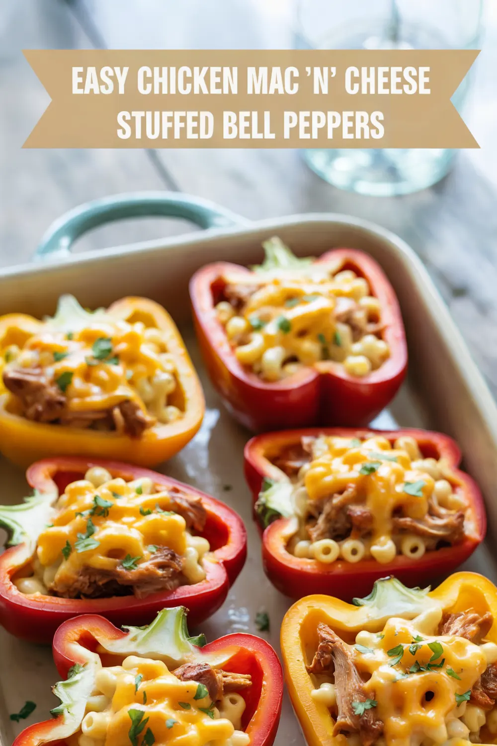 Delicious Chicken Mac ‘n’ Cheese Stuffed Bell Peppers