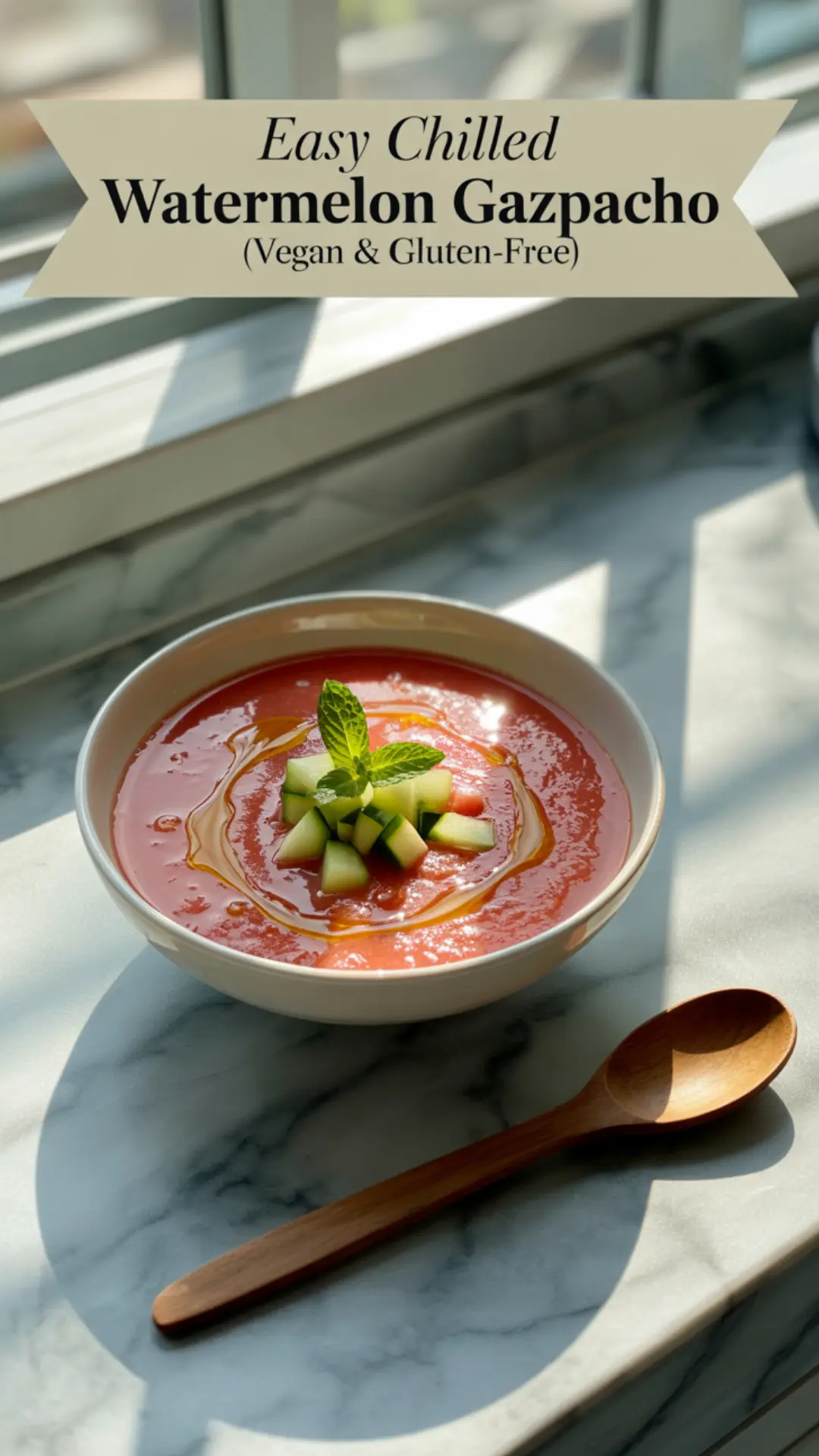 Watermelon Gazpacho with Tomato and Cucumber