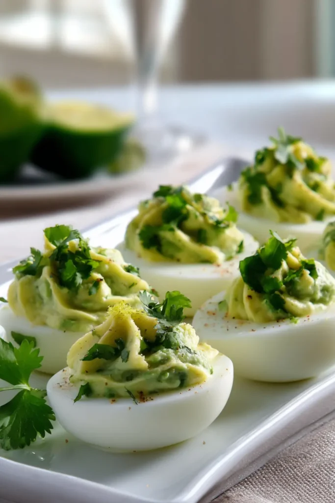Creamy Avocado Deviled Eggs with a Kick