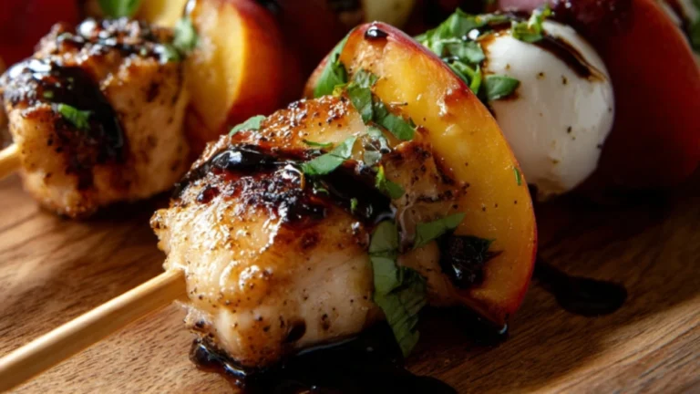 Grilled Chicken & Peach Caprese Skewers Recipe