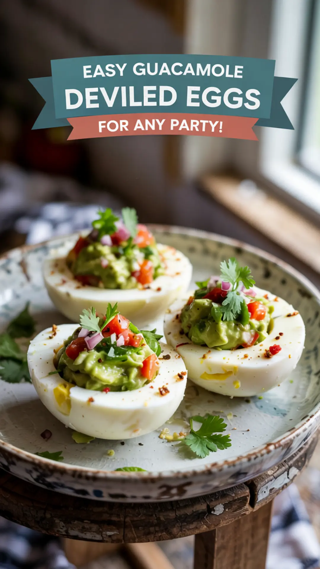 Guacamole Deviled Eggs with Avocado and Fresh Ingredients