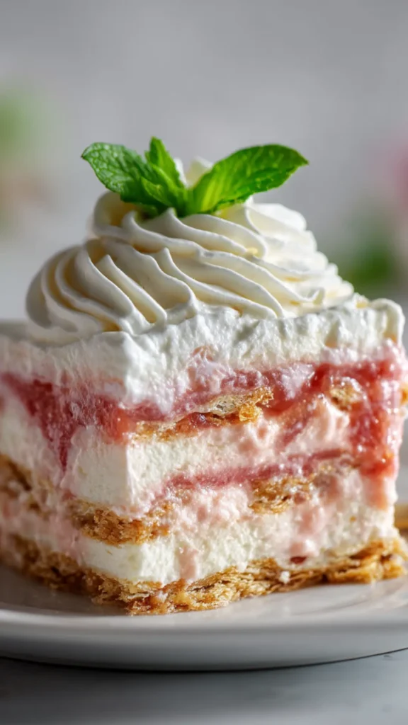 Creamy No-Bake Rhubarb Icebox Cake