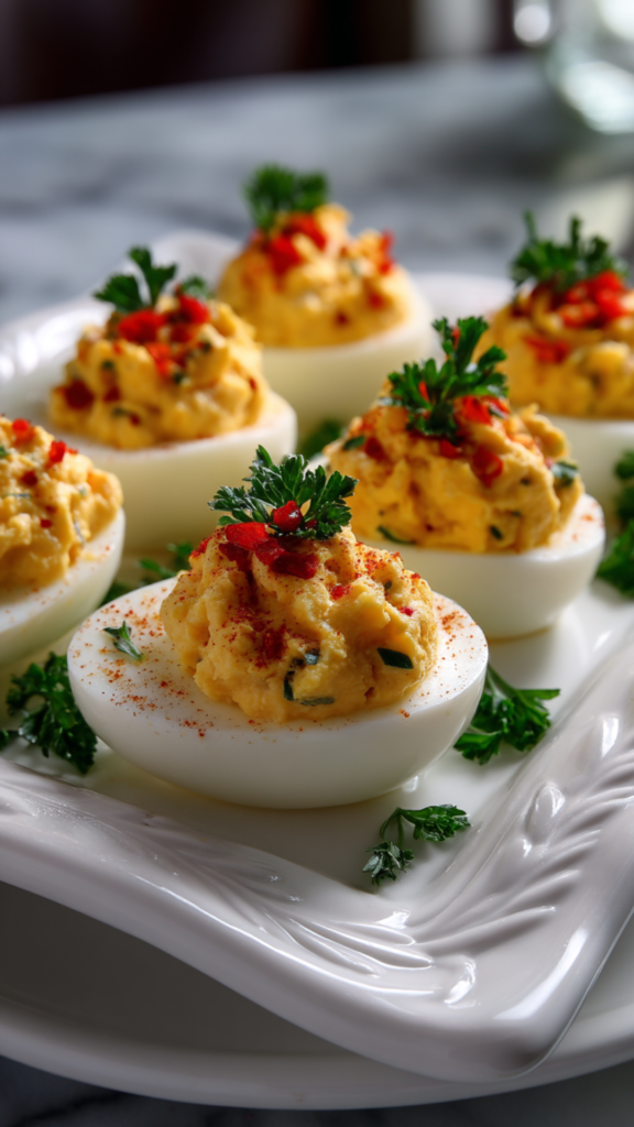Pimento Cheese Deviled Eggs with a Kick Pimento Cheese Deviled Eggs
