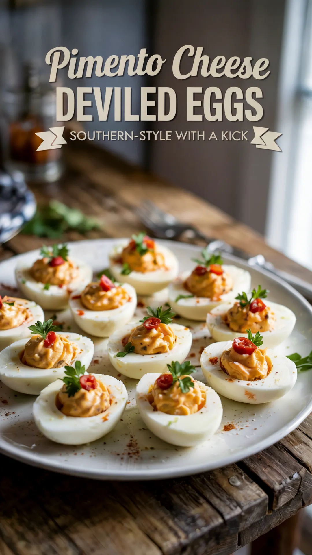 Pimento Cheese Deviled Eggs with a Kick