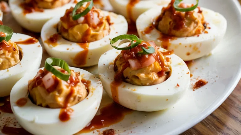 Spicy Kimchi Deviled Eggs