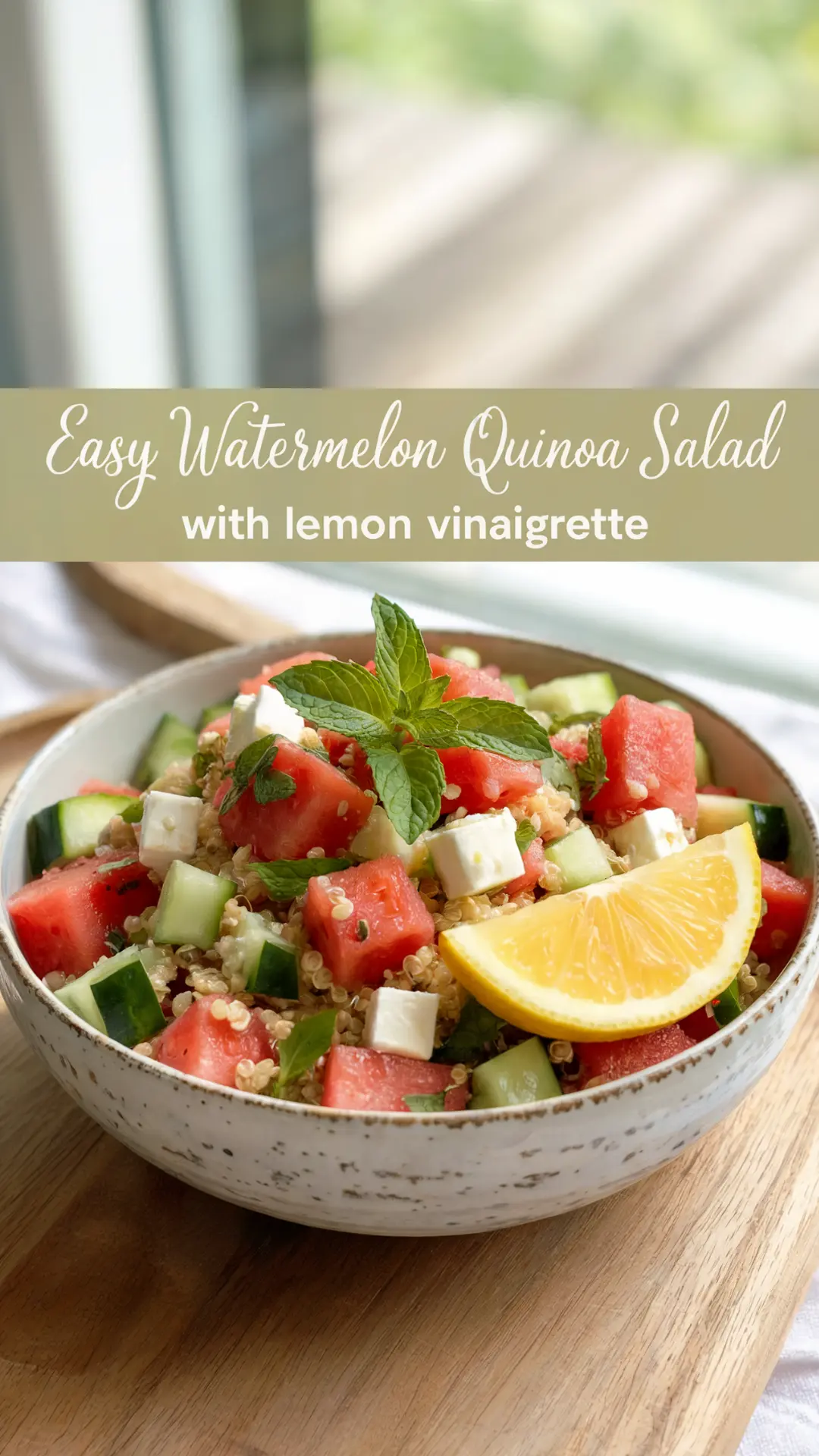 Watermelon Quinoa Salad with Feta and Lemon Vinaigrette
