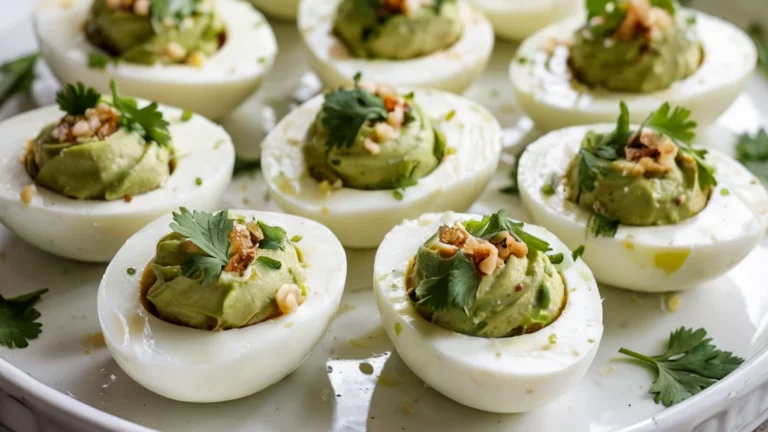 Easy Avocado Deviled Eggs with Lime and Cilantro