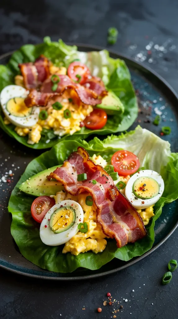 Savory BLT Egg Salad Lettuce Wraps BLT Egg Salad Lettuce Wraps