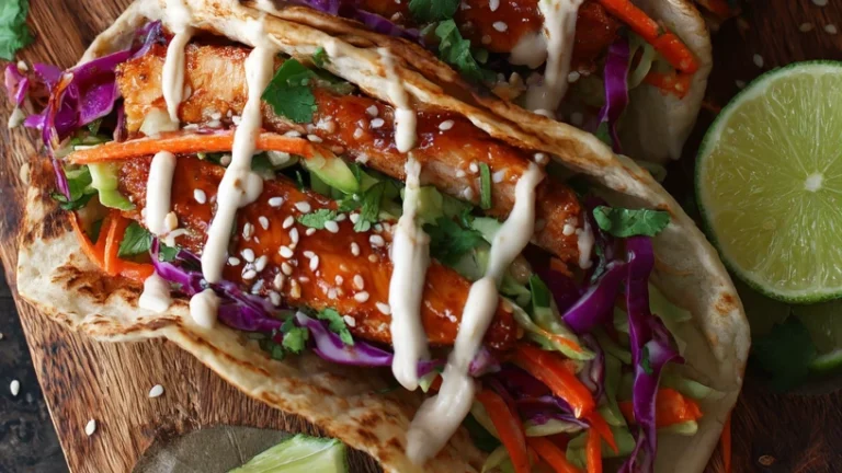 Sweet Chili Chicken Pita Tacos with Crunchy Slaw RecipeSweet Chili Chicken Pita Tacos with Crunchy Slaw Recipe