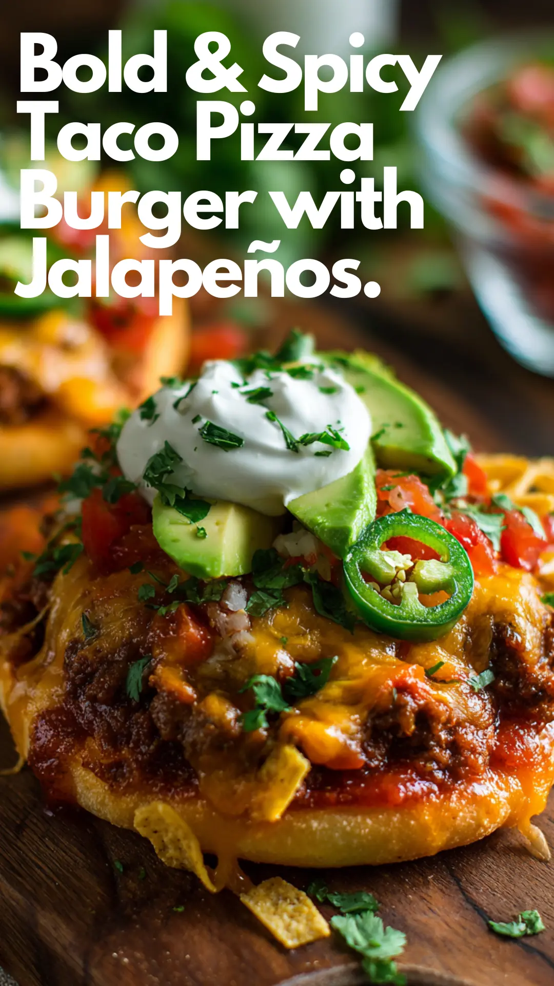 Spicy Taco Pizza Burger with Salsa & Crunch