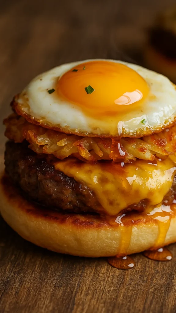 Breakfast Pizza Burger with Sausage & Egg Recipe