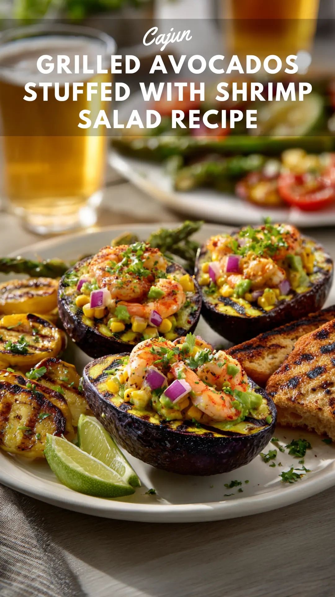 Cajun Grilled Avocados Stuffed with Shrimp Salad