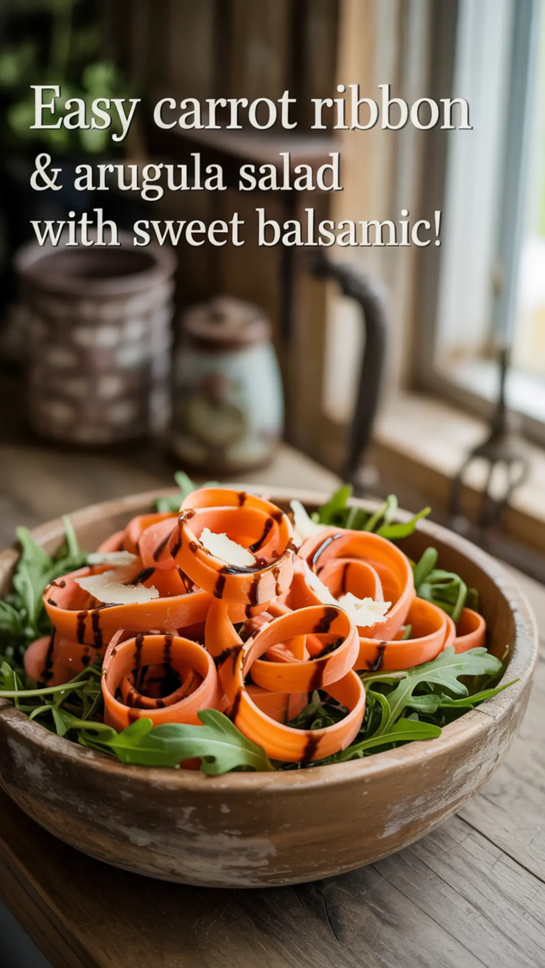 Carrot Ribbon & Arugula Salad with Balsamic Glaze