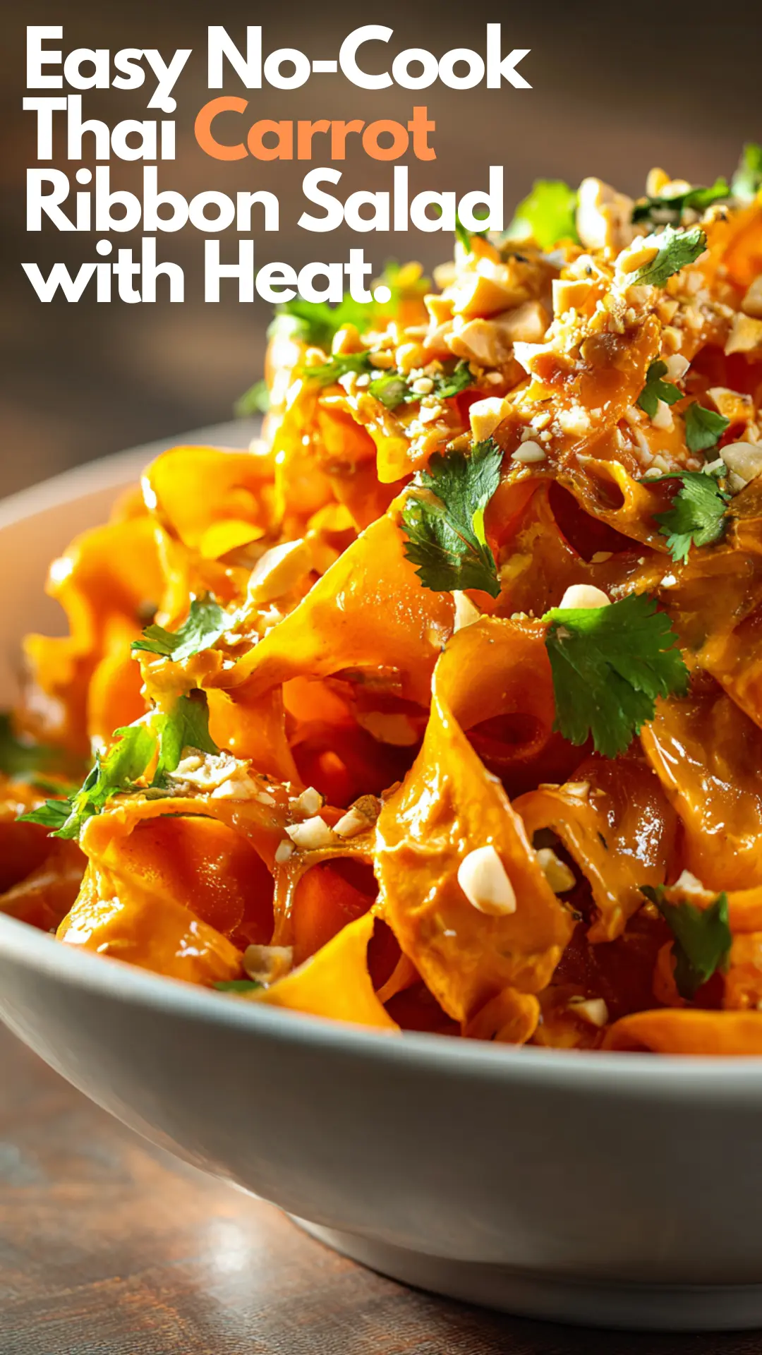 Spicy Thai Carrot Ribbon Salad with Peanut Sauce