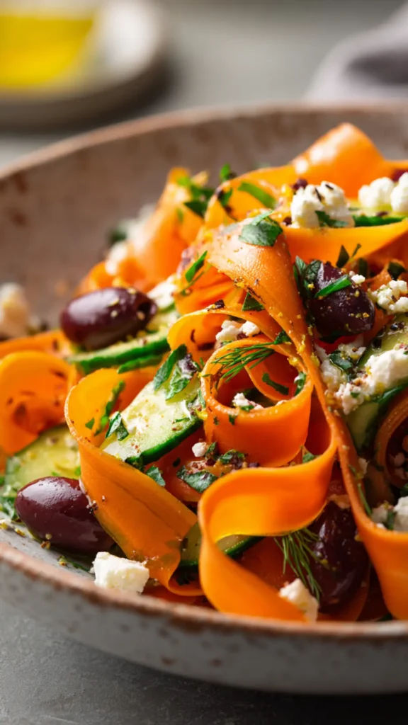 Mediterranean Carrot Ribbon Salad with Feta & Olives Mediterranean Carrot Ribbon Salad with Feta & Olives
