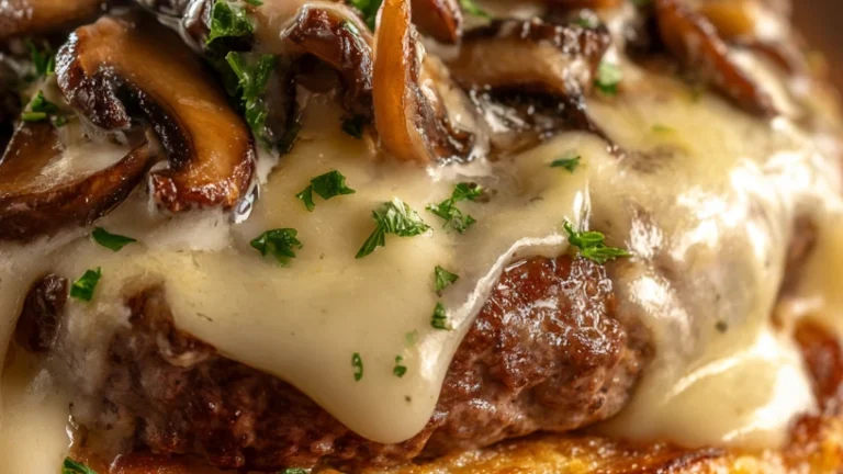 Rich & Creamy Mushroom Swiss Pizza Burger Recipe
