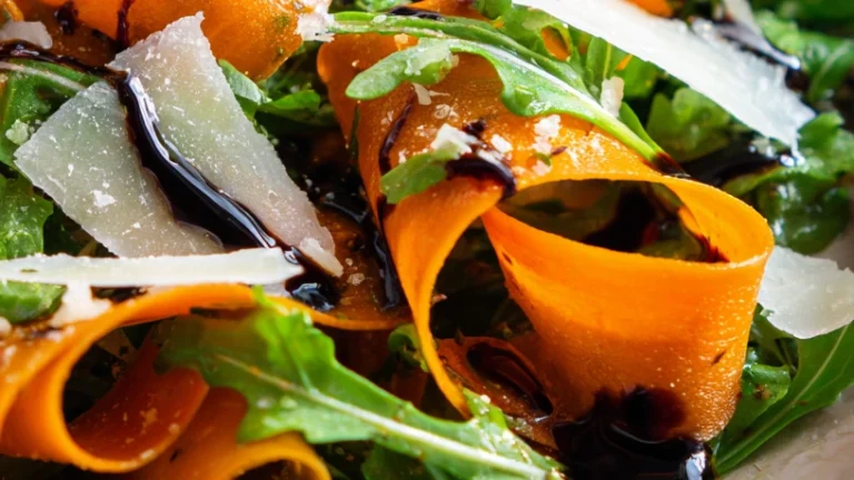 Carrot Ribbon & Arugula Salad with Balsamic Glaze