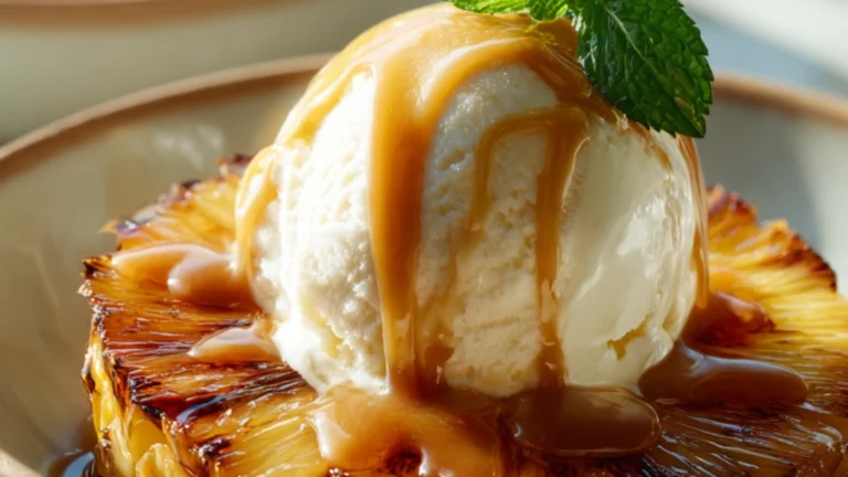 Easy Grilled Pineapple Sundaes with Caramel Drizzle