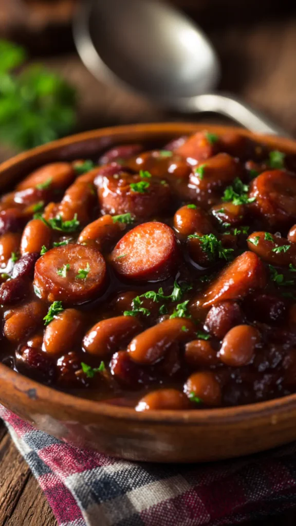Slow Cooker Kielbasa Sausage & Baked Beans