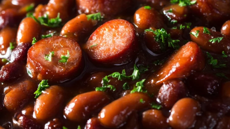 Slow Cooker Kielbasa Sausage & Baked Beans